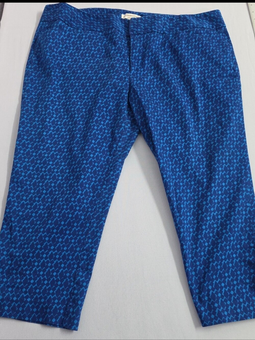 Coldwater Creek Blue Stretch Print Capris Size 18 Pedal Pushers